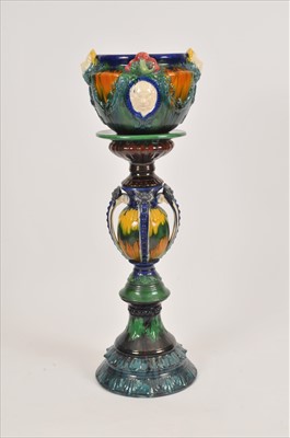 Lot 245 - Majolica jardiniere on pedestal stand