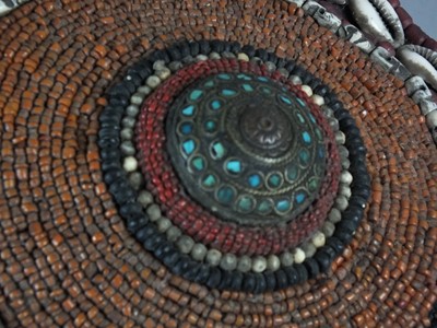 Lot 441 - A Tibetan nomadic headdress, late Qing Dynasty, possibly from the Labrang nomads