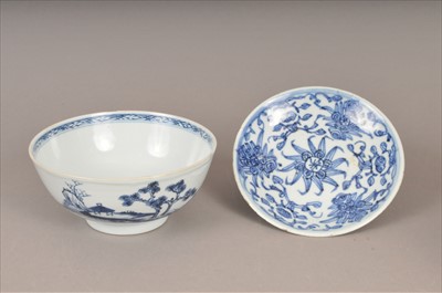 Lot 182 - A Nanking Cargo 'Scholar on the bridge' bowl and one other