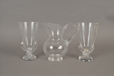 Lot 268 - Steuben glass jug and pair of vases