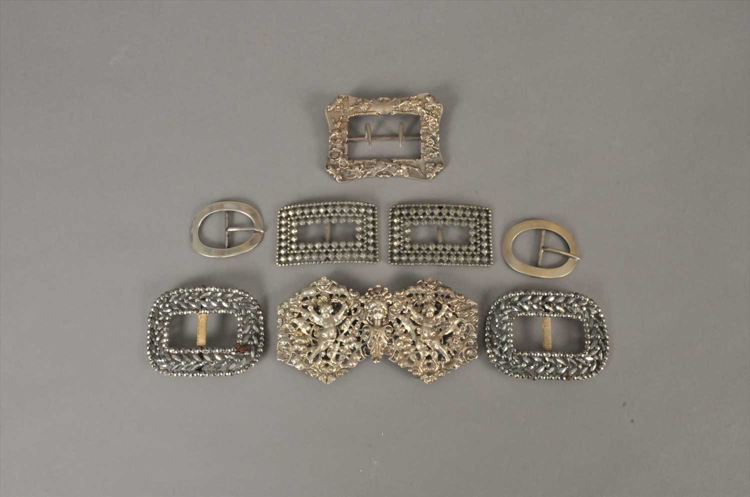 Lot 65 - Two pairs of cut steel buckles