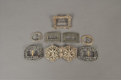 Lot 65 - Two pairs of cut steel buckles