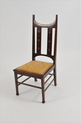 Lot 586 - A small Art Nouveau inlaid mahogany chair