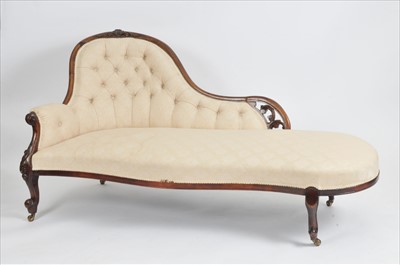 Lot 340 - A Victorian mahogany framed upholstered chaise lounge