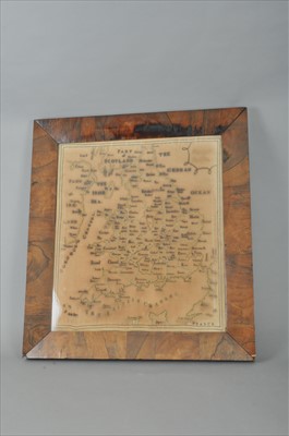 Lot 215 - A framed embroidered map of England and Wales, by Hannah Wheatley, 1825