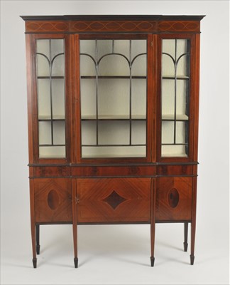 Lot 630 - A large Edwardian mahogany glazed display cabinet