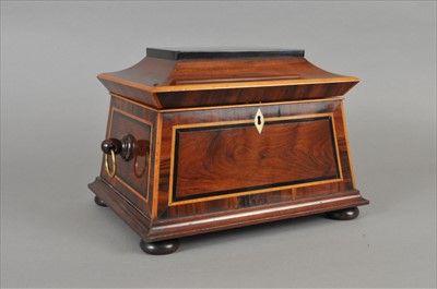 Lot 211 - A large and impressive regency sarcophagus shaped tea caddy