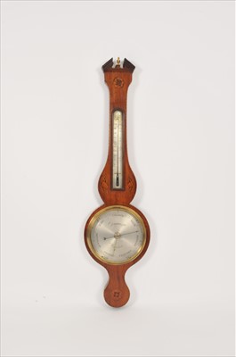 Lot 533 - A George III mahogany veneered banjo barometer