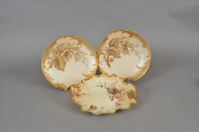 Lot 169 - Four Royal Worcester blush ivory plates and further dish