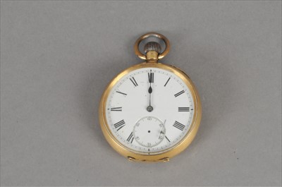 Lot 93 - Open face pocketwatch (stem-set) with white...
