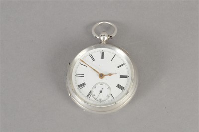 Lot 96 - Silver cased open face pocket watch, Chester 1889