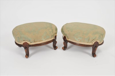 Lot 390 - A pair of 19th century mahogany framed upholstered foot stools