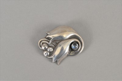 Lot 62 - A Georg Jensen silver and moonstone brooch