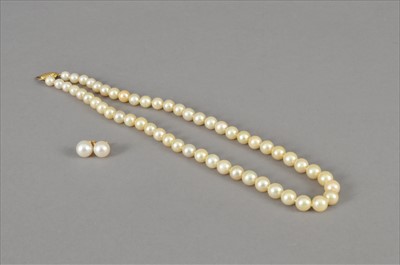 Lot 66 - A cultured pearl necklace and earrings