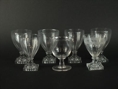 Lot 587 - Seven early 19th century glass rummers