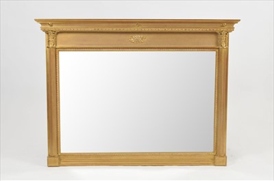 Lot 376 - A contemporary gilt framed over-mantle wall mirror