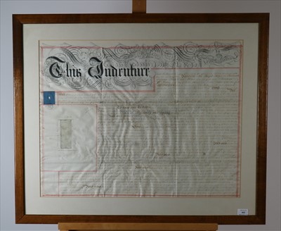 Lot 403 - Framed Indenture, 'For Richard William Penn,...