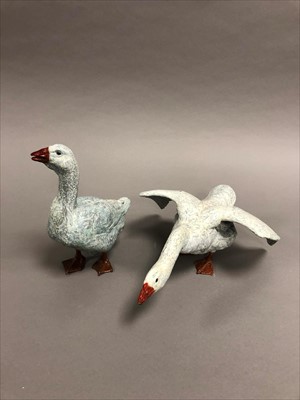 Lot 241 - Two Geese, Bronze Statue, Bright 1994