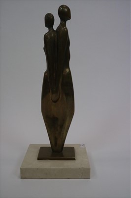 Lot 21 - Bronze Sculpture of an Entwined Couple with Marble Base
