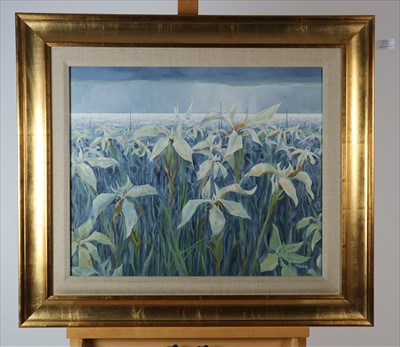 Lot 294 - Tom Wanless ROI RBA (20th Century British- Northern School) Scarborough Marina at Dusk