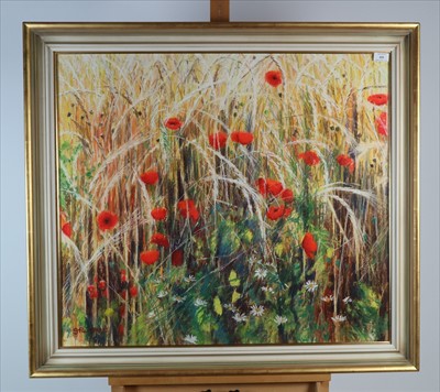 Lot 225 - Graham Painter, (British 20th Century, 1947-2007), Poppies and Cow Parsley