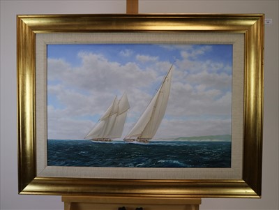 Lot 144 - Patrick Livingstone (Irish, 20th-21st Century) Rhode Island J Class Yacht