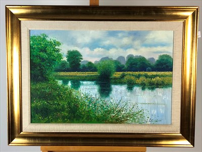 Lot 161 - David McLoughlan (British School, 20th Century), a pair of River Avon oil on canvas