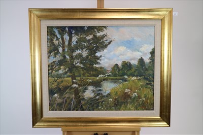 Lot 234 - Christopher Glanville RWA (British Contemporary) Riverbank landscape