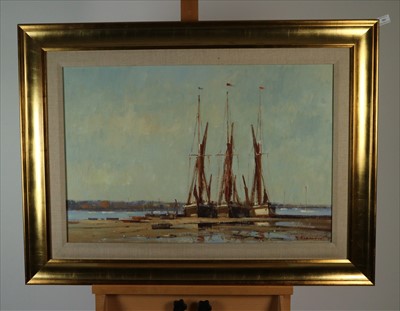 Lot 181 - Matthew Alexander (British Contemporary) Barges on the Orwell