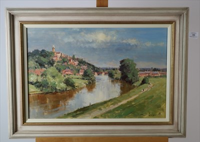 Lot 369 - James Longueville PS RBSA (British Northern School), The Severn at Bridgnorth