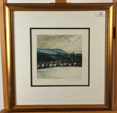 Lot 104 - Francis St Clair Miller (British Contemporary), Two Etchings of Winter and Spring