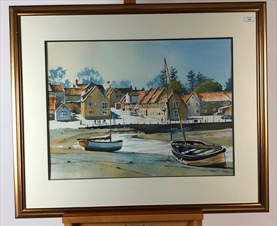 Lot 334 - Bert Wright RSMA (British 20th-21st Century), Norfolk Fishing Village