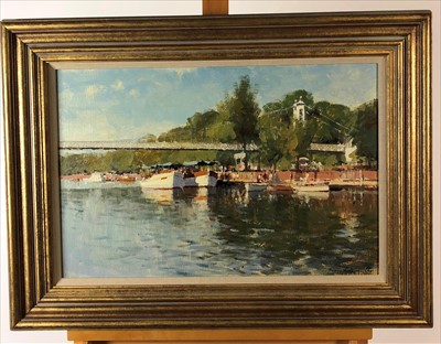 Lot 349 - James Longueville PS PBSA (British 20th-21st century, Northern school), Pleasure Craft on the Dee