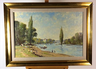 Lot 336 - James Longueville PS PBSA (British Northern School, 20th-21st Century), Summer on the Dee, Chester