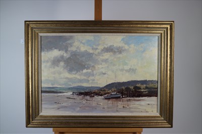 Lot 174 - James Longueville PS PBSA (British Northern School, 20th-21st Century), Low Tide, Deganwy