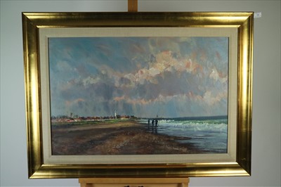 Lot 182 - Andrew King ROI (British 20th-21st Century), Anglers on Southwold Beach