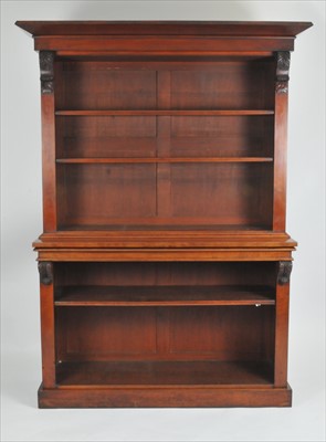 Lot 316 - A Victorian two-sectional mahogany open bookcase