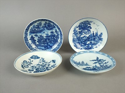 Lot 466 - Four Worcester saucers, circa 1770-85