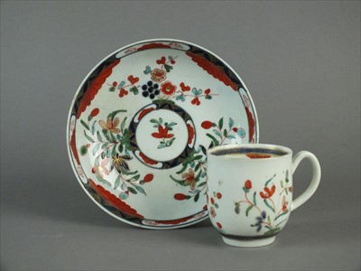 Lot 473 - Worcester coffee cup and saucer, circa 1765-70