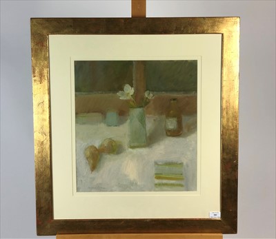 Lot 380 - Salliann Putman RWS (British 20th Century) Still life with Pears