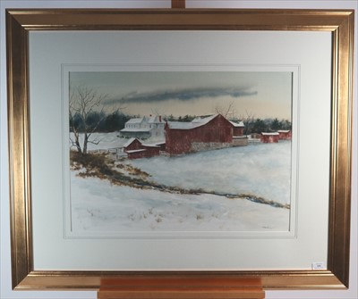 Lot 232 - Paul Scarborough (American, 1944-2014), Farm in Winter