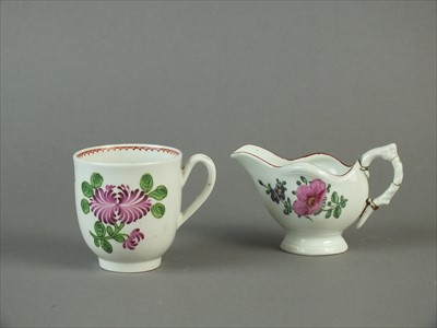 Lot 310 - Caughley cream boat and coffee cup, circa 1785-90