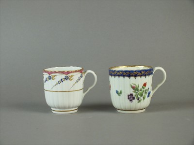 Lot 480 - Two fluted Worcester coffee cups, circa 1780
