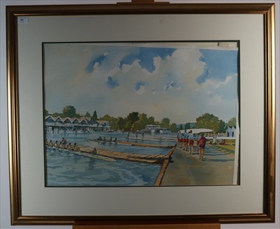 Lot 206 - Bert Wright RSMA FRSA (British 20th-21st Century), Henley Boathouse