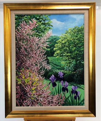 Lot 79 - Francis St Clair Miller (British Contemporary), Irises and Tamarisk