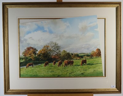 Lot 254 - Neil Faulkner RSMA (British 20th-21st Century), Cows in the Meadow, Chatsworth