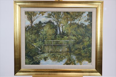 Lot 260 - Christopher Glanville RWA (British 20th-21st Century), View From Bedfield Hill and Footbridge