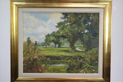 Lot 260 - Christopher Glanville RWA (British 20th-21st Century), View From Bedfield Hill and Footbridge