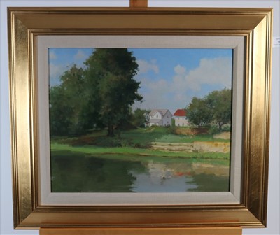 Lot 104 - David Shevlino (British Contemporary), Lakeside House