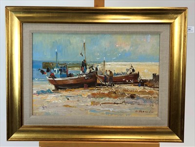 Lot 289 - Matthew Alexander (British 20th-21st Century), Beached Fishing Boats